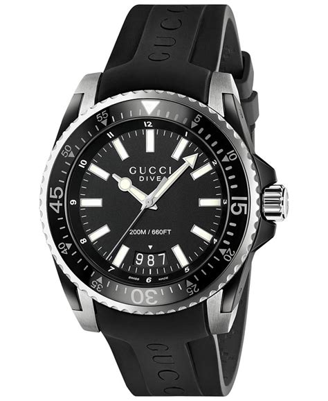 gucci men's swiss dive black rubber strap watch 45mm ya136204|gucci swiss dive.